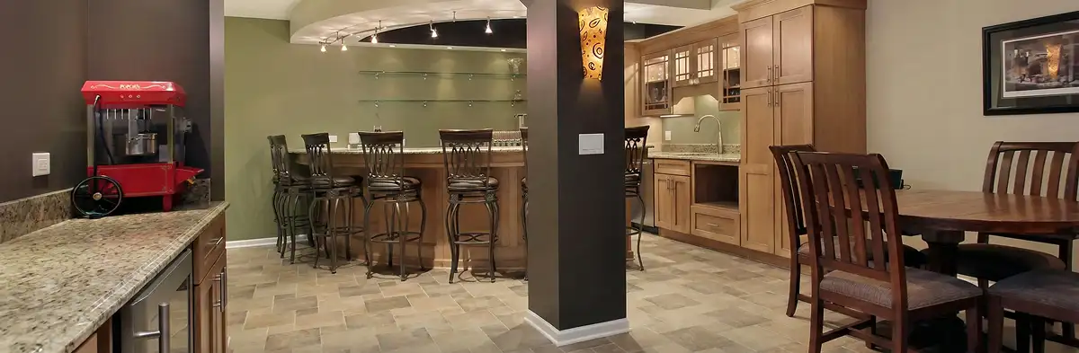 modern basement remodeling with custom finishes and open layout in a home in Boca Raton, FL