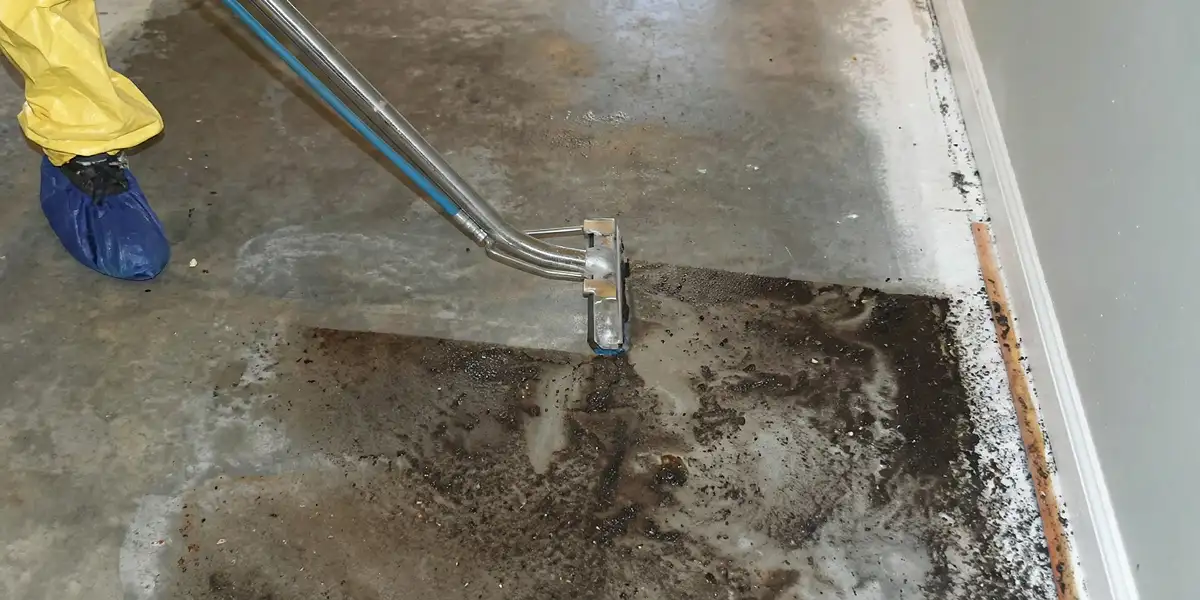 sewage removal technicians extracting contaminated wastewater from a residential floor in Boca Raton, FL