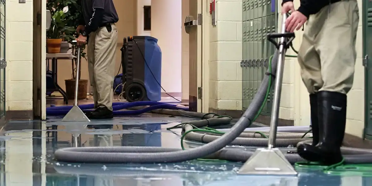 water damage restoration technicians performing professional water extraction inside a property in Boca Raton, FL